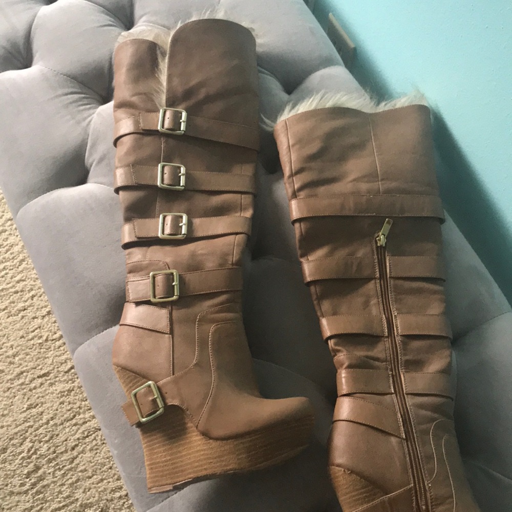 Colin Stuart leather fur boots